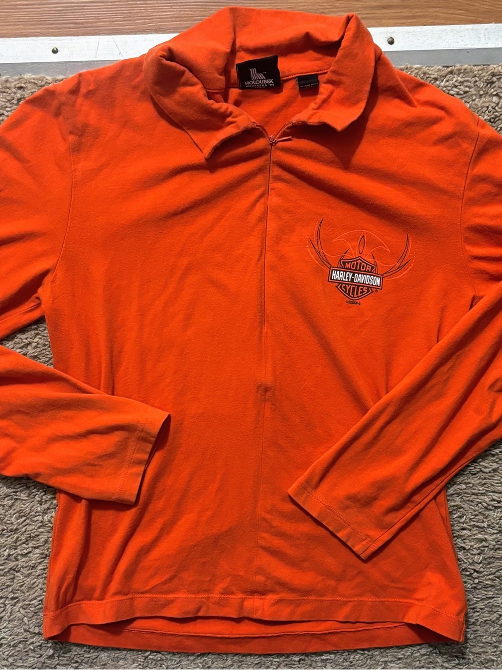 Harley-Davidson Woman’s Md Long-Sleeve 1/2 Zip Polo Top Michigan Logo Like New